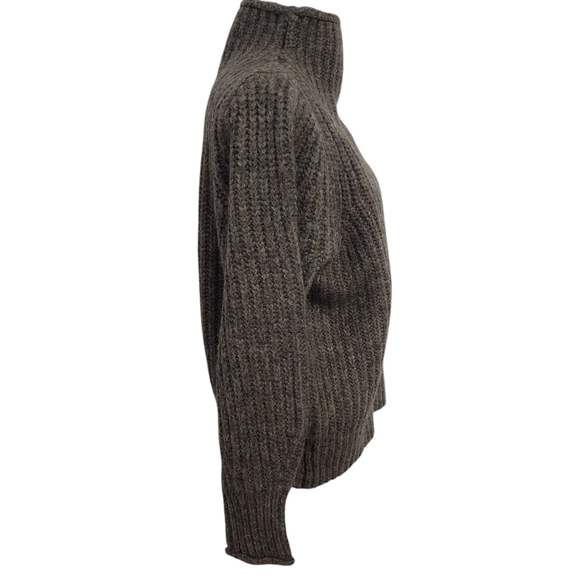 EUC Madewell Puff Sleeve Loretto Mockneck Pullover Sweater in Heather Otter - Picture 7 of 14